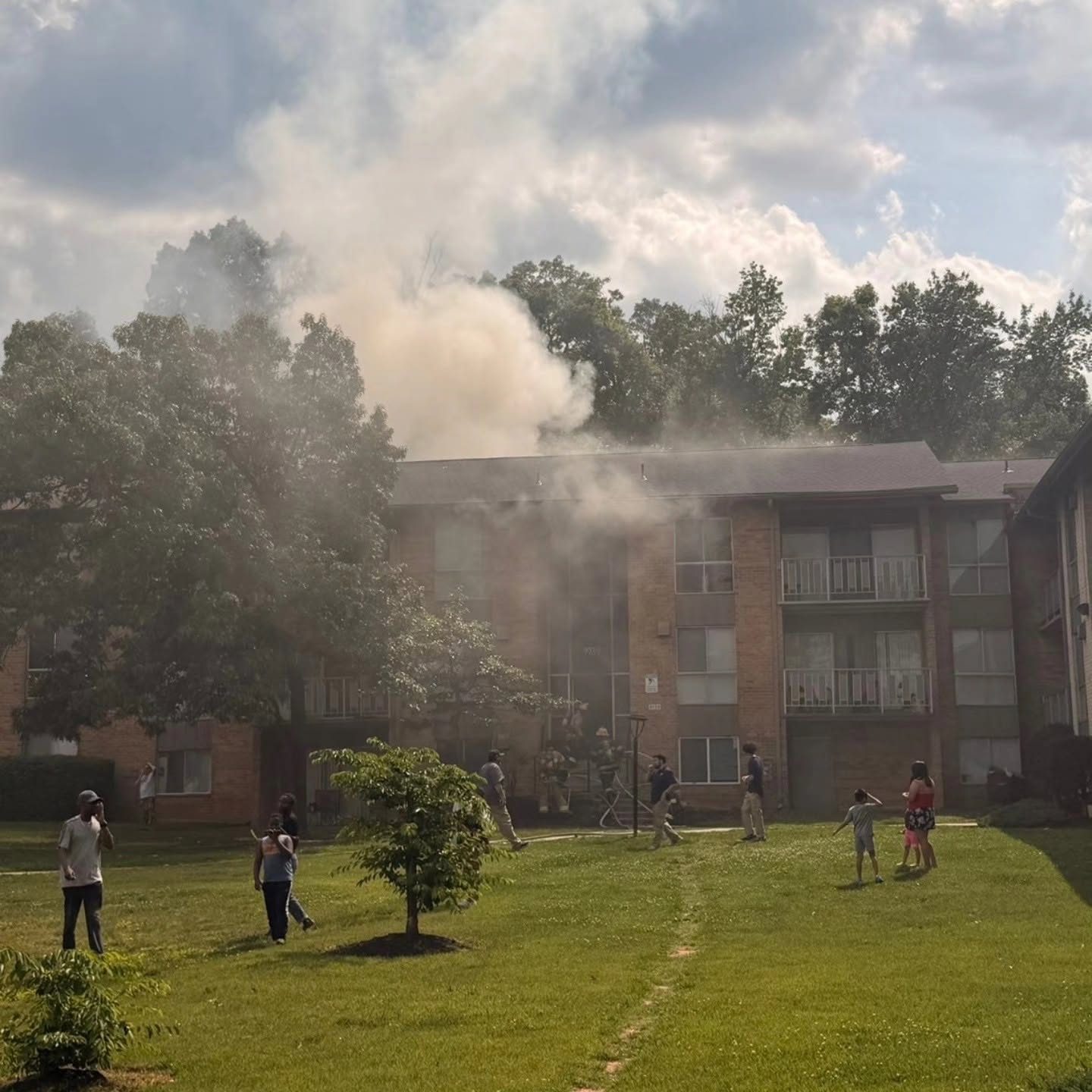 Truck 12 operates at Good Luck Road apartment fire