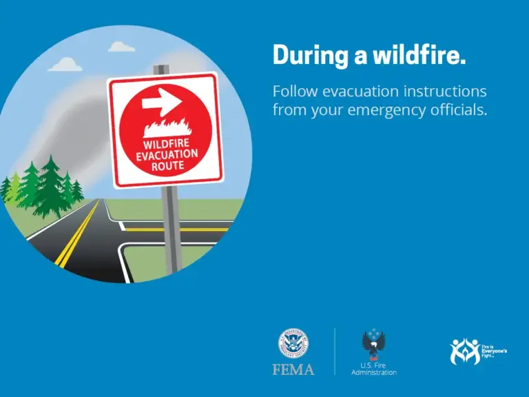 Stay safe and prepared: heed wildfire evacuation routes and instructions from emergency officials.