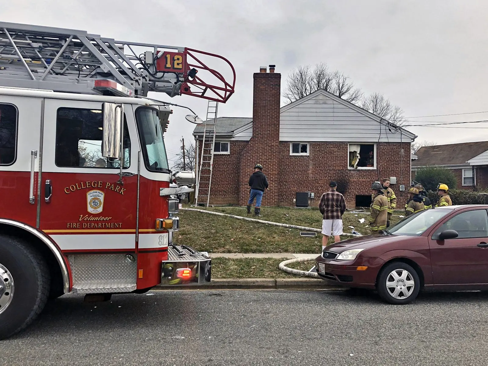 Truck 12 responds to house explosion in Adelphi