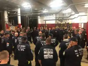 New Jersey USAR Task Force-1 Breaks Bread with Members while Returning from Hurricane Michael